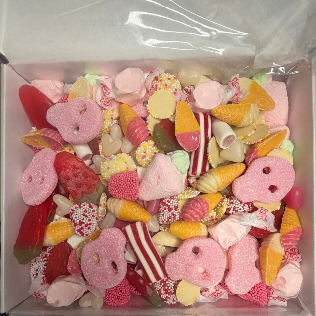 Pink celebration box filled with pick and mix sweets — 1.5kg gift box