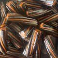 Close up of caramel liquorice twists