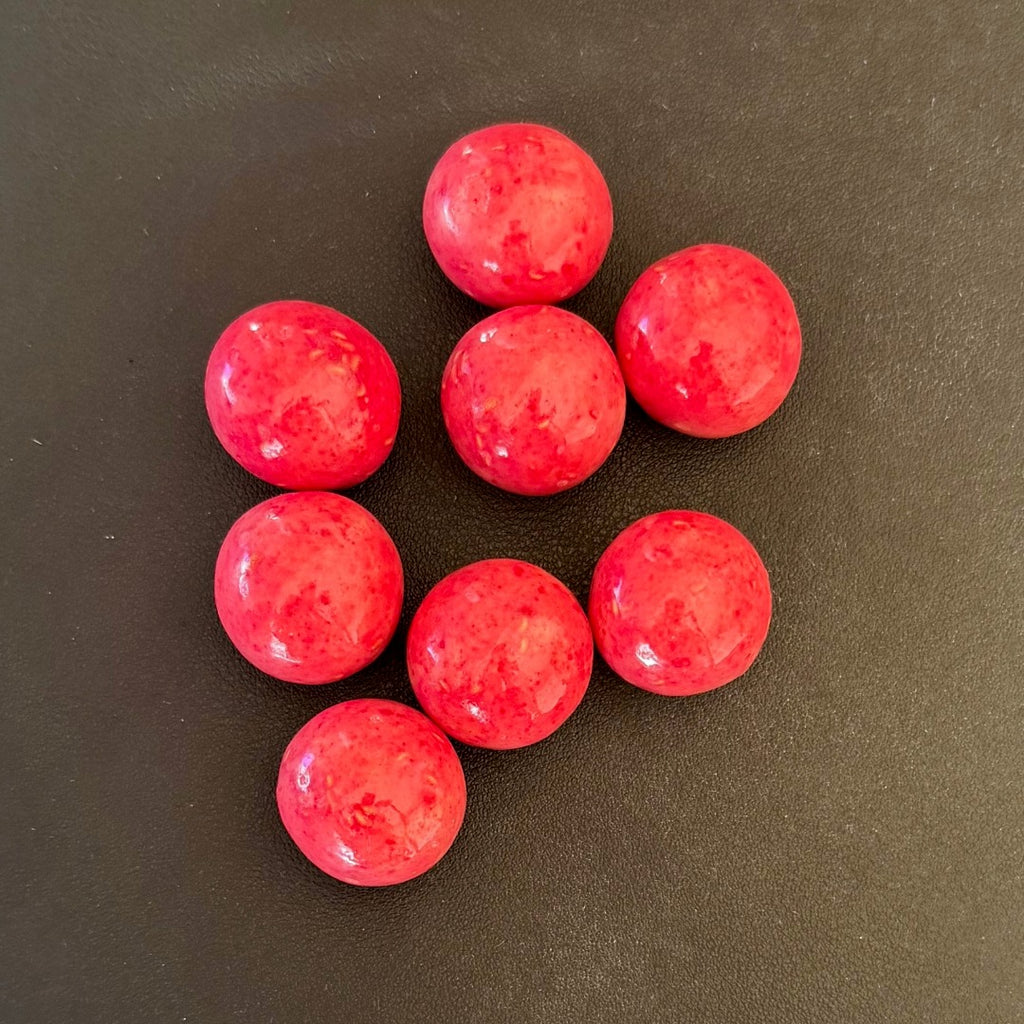 Narr Hallon Lakrits — soft Swedish liquorice coated in white chocolate with raspberry,  from Grandma's Sweet Cupboard